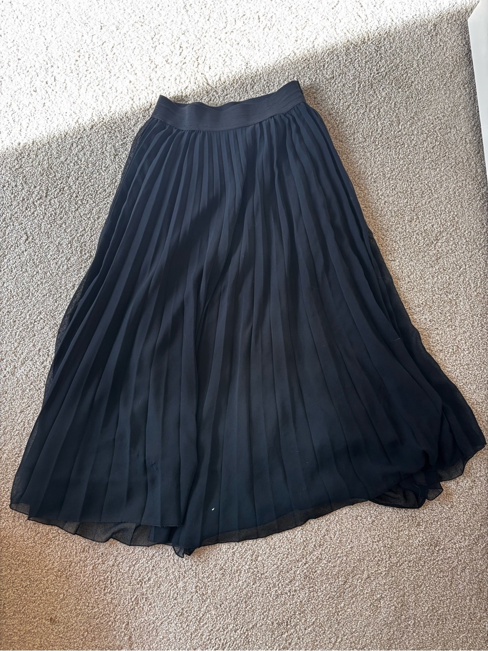 Pleated Black Midi Skirt